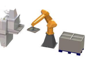 palettisation- dépalettisation et chargement de machine par robot Staübli mecaconcept